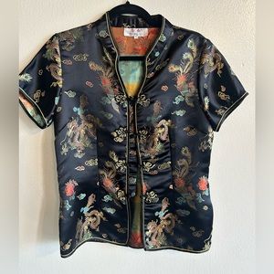 Chinese cheongsam dragon phoenix shirt mandarin collar